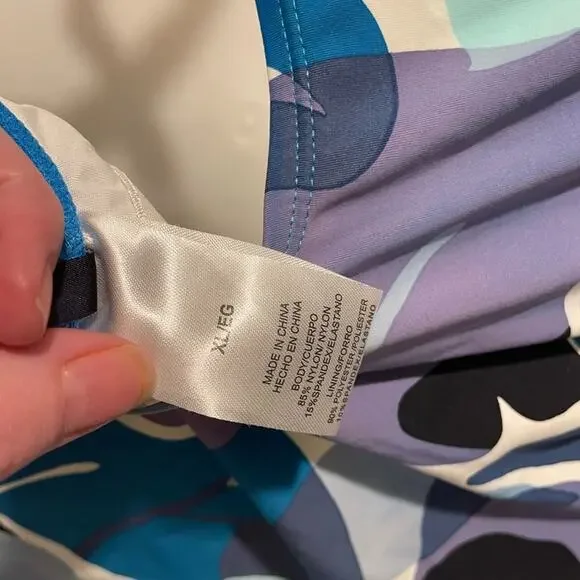 Nautica Brand Blue Purple Floral One Piece Swimsuit Size XL Cross Back - Picture 6 of 6